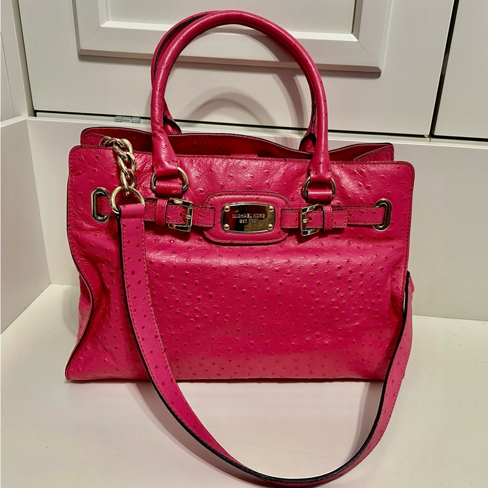 Hot pink Michael Kors, Ostrich Hamilton tote